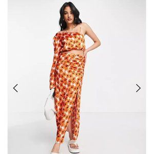 **NEW** Topshop Ruched Split Front Poppy Print Set